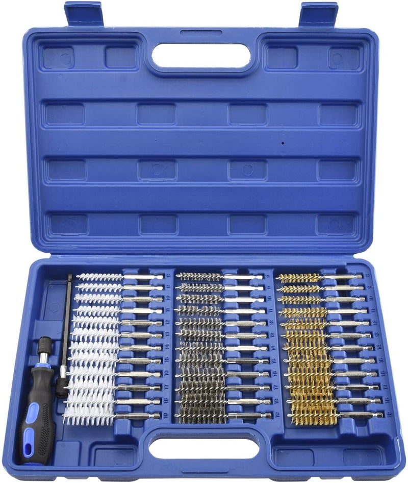 NEIKO 00325A Wire Brush Drill Attachments with 1/4-Inch Hex Shank, SAE and MM Brushes Assortment, Mountable on Power Drill or Die Grinder, 38-Piece Set - Image 1