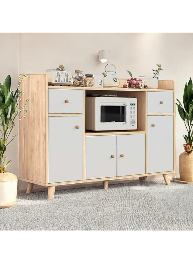 Generic Coffee Corner Cabinet for Living Room or Office with Doors, Drawers and Microwave Holder, Large Surface for Coffee Machine, Cups, Antiques and Plants, Entryway Side Cabinet  - Image 1