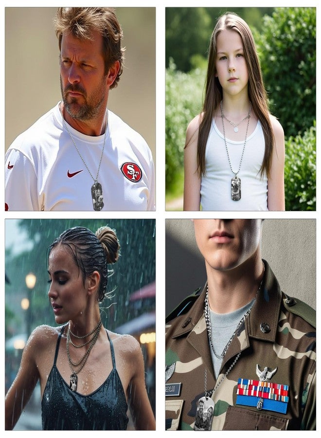 كوينبيري قلادة بصورة شخصية، قلادة مخصصة للرجال، قلادة تحمل صورة عسكرية، قلادة تذكارية، سلسلة وعد، هدايا مجوهرات للنساء والحبيب - ذكرى زواج، عيد الحب، عيد الميلاد - Image 4