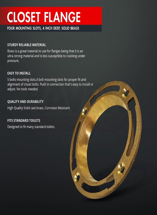 Raven CSUGE622 Closet Flange with Four Mounting Slots, 4 Inch Deep, Solid Brass, 4 - Image 3