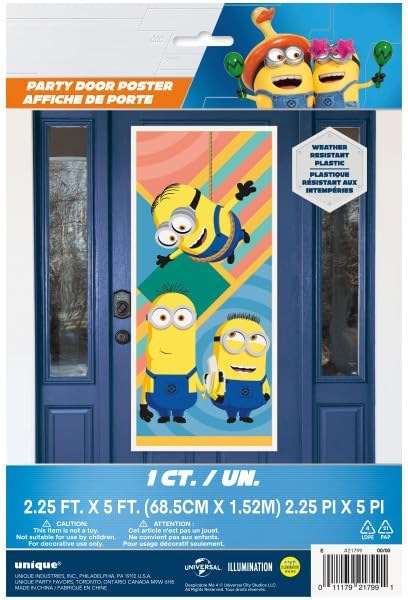 Unique Despicable Me Birthday Party Supplies Bundle includes 1 Happy Birthday Banner 1 Plastic Door Poster 3 Hanging Swirl Decorations 1 Dinosaur Sticker Sheet - Image 5