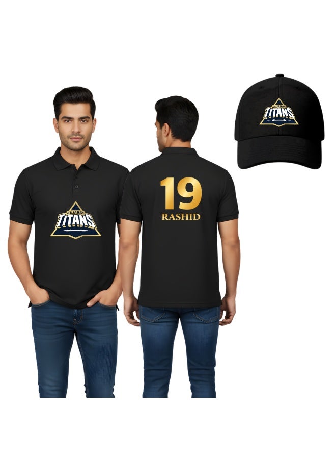 قميص بولو رجالي من Gujarat Cricket بتقنية Dry-Fit | طقم قميص GT مع قبعة | ملابس رياضية ناعمة وجيدة التهوية لعشاق الكريكيت | مثالي للارتداء أثناء المباريات - Image 1
