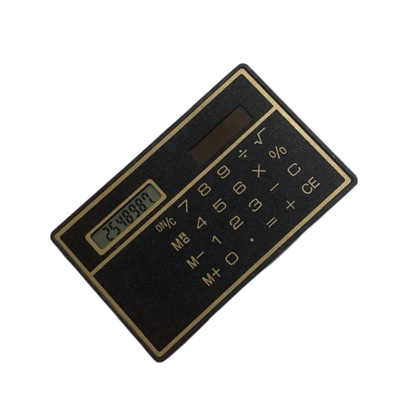 Black Solar Calculator Thin Credit Card Size 8 Digit Portable Lightweight ABS For Home School Desk Use - Image 2