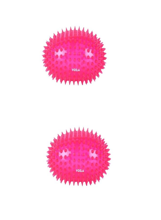 Voila Spiky Rubber Dog Toy, Durable & Chew-Resistant Pet Toy for Dogs, Non-Toxic, Safe & Bouncy Fetch Toy for Medium, Large & Extra Large Dogs (Pack of 2) Pink - Image 1