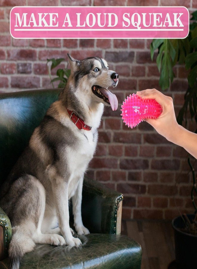 Voila Spiky Rubber Dog Toy, Durable & Chew-Resistant Pet Toy for Dogs, Non-Toxic, Safe & Bouncy Fetch Toy for Medium, Large & Extra Large Dogs (Pack of 2) Pink - Image 5
