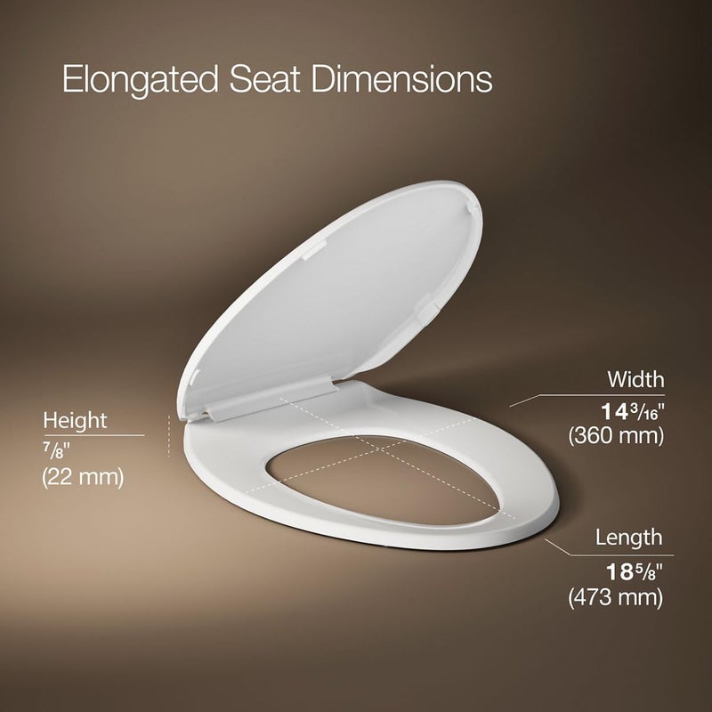KOHLER K-4774-0 Brevia Elongated White Toilet Seat with Quick-Release Hinges And Quick-Attach Hardware For Easy Clean, White - Image 3