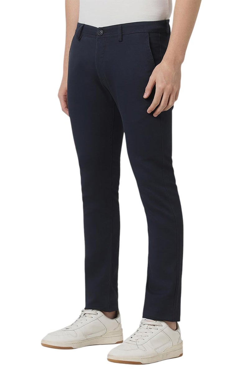 Peter England Men Mid Rise Skinny Casual Pants (PCTFSSKFB41928_Navy, 32) - Image 4