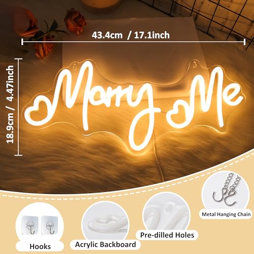 CoolGift Mart Marry Me Neon Sign, Romantic LED Wedding Neon Light USB Powered, Decoration for Home Wedding Proposal Engagement Backdrop, Gift for Girls Women - Image 4