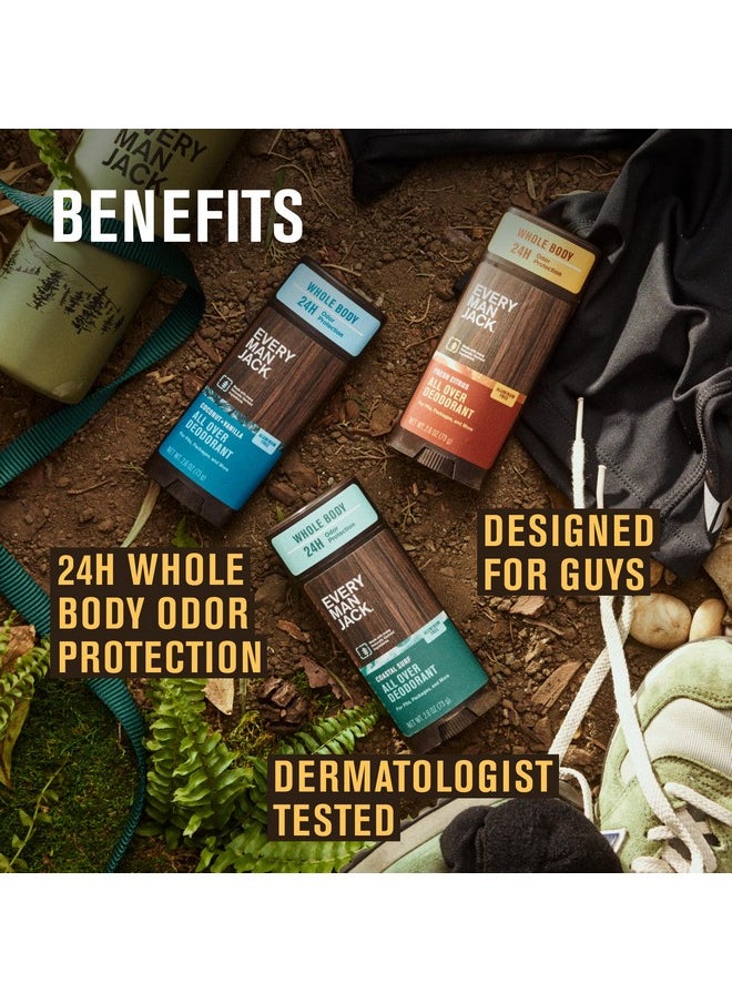 Every Man Jack - All Over Deodorant - 24 Hour Whole Body Odor Protection - Aluminum Free - Coconut + Vanilla Scent 2.6 Oz (1 Pack) - Image 1