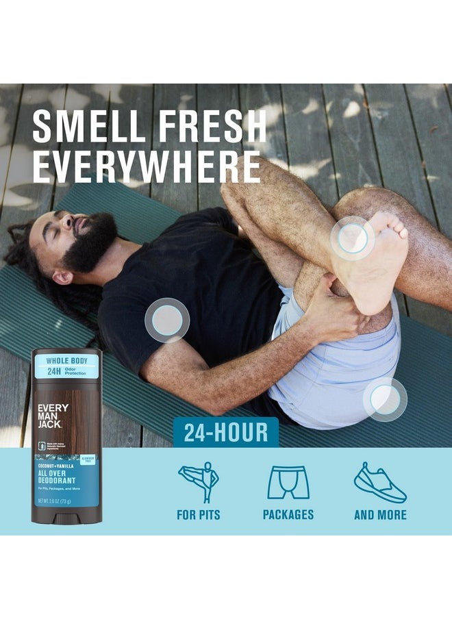 Every Man Jack - All Over Deodorant - 24 Hour Whole Body Odor Protection - Aluminum Free - Coconut + Vanilla Scent 2.6 Oz (1 Pack) - Image 1