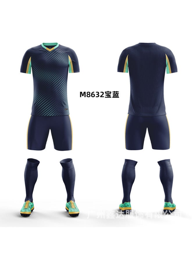 M8632 Sapphire Blue Light Board Short Sleeve Football Jersey - Image 1