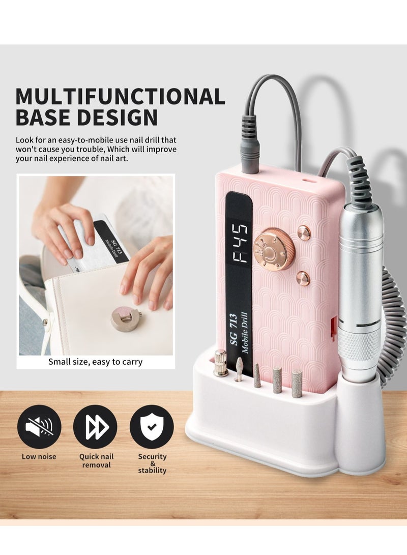 GUDOO Rechargeable 45000RPM Nail Drill Portable Nail Drill Machine Electric Nail E File Manicure Drill Set High Speed Nail Tools for Nail Salon Silver - Image 4
