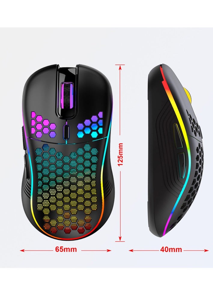 GUDOO - Wireless Gaming Mouse RGB Lightweight Ergonomic Wired Gaming Mouse Backlit Honeycomb Shell Design Mice Matte Black - Image 1