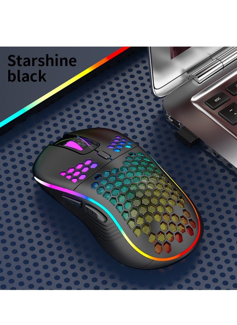 GUDOO - Wireless Gaming Mouse RGB Lightweight Ergonomic Wired Gaming Mouse Backlit Honeycomb Shell Design Mice Matte Black - Image 1