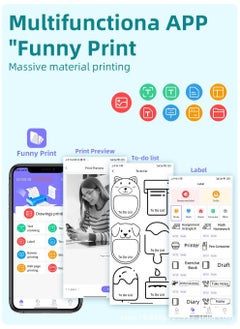 Portable Wireless Printer Mini Pocket Bluetooth Thermal Printer, Portable Printer, Sticker Maker, For Office Organization, Home Kitchen, School. Compatible with Android iOS smartphones for labeling, receipts, photos, notes, and memos - pzsku/ZA88CB1E1BCE7FF809AC5Z/45/_/1726019239/567daf3a-e096-48b8-b78b-38aa65337b9b