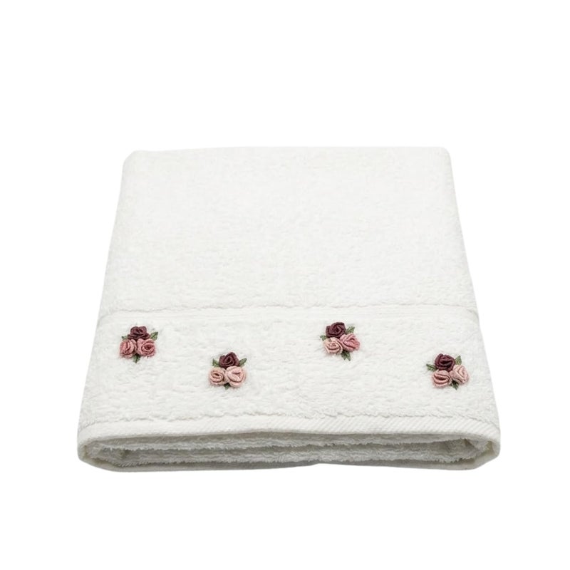 Handmade Egyptian Cotton Hand Towel - Soft & Absorbent Terry 50x100cm 250 Gm - Bright White - Image 1