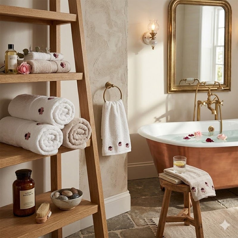 Handmade Egyptian Cotton Hand Towel - Soft & Absorbent Terry 50x100cm 250 Gm - Bright White - Image 3
