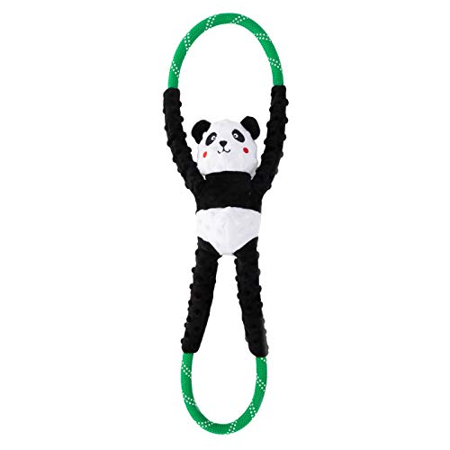 ZippyPaws RopeTugz Panda Dog Toy Durable Rope Squeaky Chew Toy Perfect for Tug of War Suitable for Small Medium and Large Breeds Machine Washable - Image 1