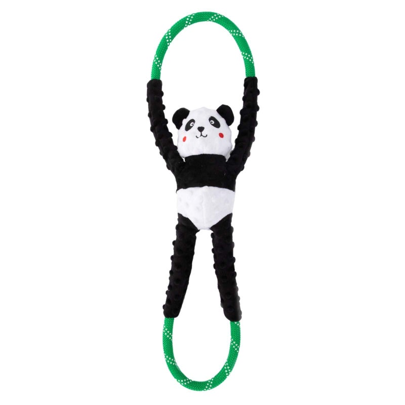 ZippyPaws RopeTugz Panda Dog Toy Durable Rope Squeaky Chew Toy Perfect for Tug of War Suitable for Small Medium and Large Breeds Machine Washable - Image 2