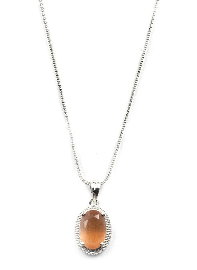 StileAdda Silver-Plated Pendant and Earrings Set with American Diamond - Image 3