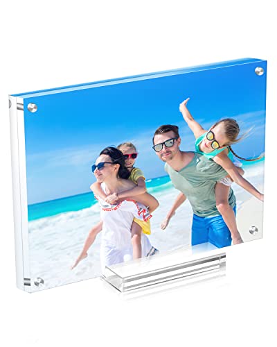 JUOIFIP JUOIFIP Acrylic Picture Frame 810 Clear Double Sided Magnetic Photo Frame  Frameless Baby Friend Family Picture Desktop Display with Support Stand and Gift Boxes Pack of 1 