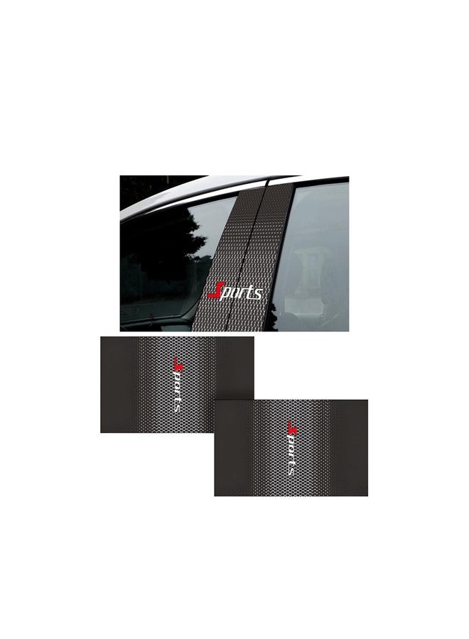 HZEL Carbon Fiber Car Window Pillar Stickers, 2PCS Waterproof Vehicle Door B Pillar Post Scratch Cover Trim Decals, Auto Exterior Protection Film Accessories, Universal Fit (Black/White) - Image 1