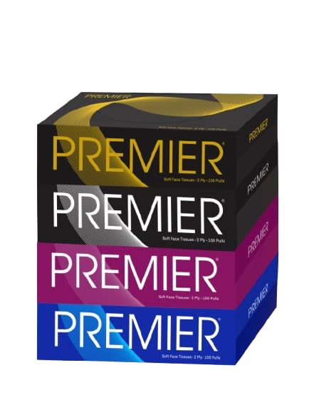 Premier Face Tissue Papers Box 100 Pulls 2Ply (Pack of 4) [Total- 400 Pulls, 800 Sheets] Soft & Absorbent Facial Tissues | Disposable Tissues for home, Car tissue box, Office tissue paper - Image 1