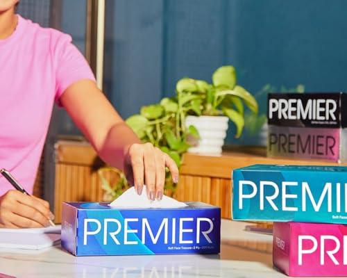 Premier Face Tissue Papers Box 100 Pulls 2Ply (Pack of 4) [Total- 400 Pulls, 800 Sheets] Soft & Absorbent Facial Tissues | Disposable Tissues for home, Car tissue box, Office tissue paper - Image 4