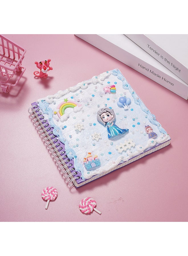Creative DIY Children's Creamy Glue Notebook Material Kit Spiral Notebook Handmade Account Book Set Educational Crafts Kit-Specifications:Hand Ledger-Princess Aisha Material Bag  - Image 1