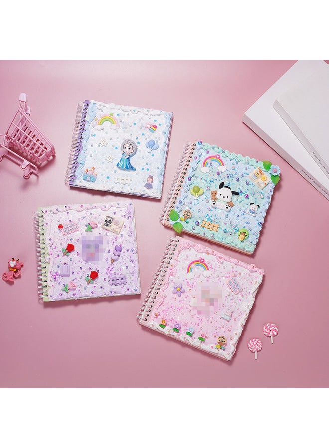 Creative DIY Children's Creamy Glue Notebook Material Kit Spiral Notebook Handmade Account Book Set Educational Crafts Kit-Specifications:Hand Ledger-Princess Aisha Material Bag  - Image 4