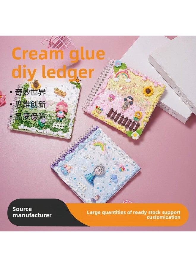 Creative DIY Children's Creamy Glue Notebook Material Kit Spiral Notebook Handmade Account Book Set Educational Crafts Kit-Specifications:Hand Ledger-Princess Aisha Material Bag  - Image 2