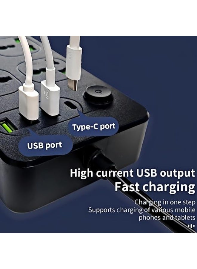 SUCITY 6-Outlet Extension Cable, Extension Lead with 4 USB, 2M Extension Cord Multi Plug Adapter Socket for Home Office - Image 4