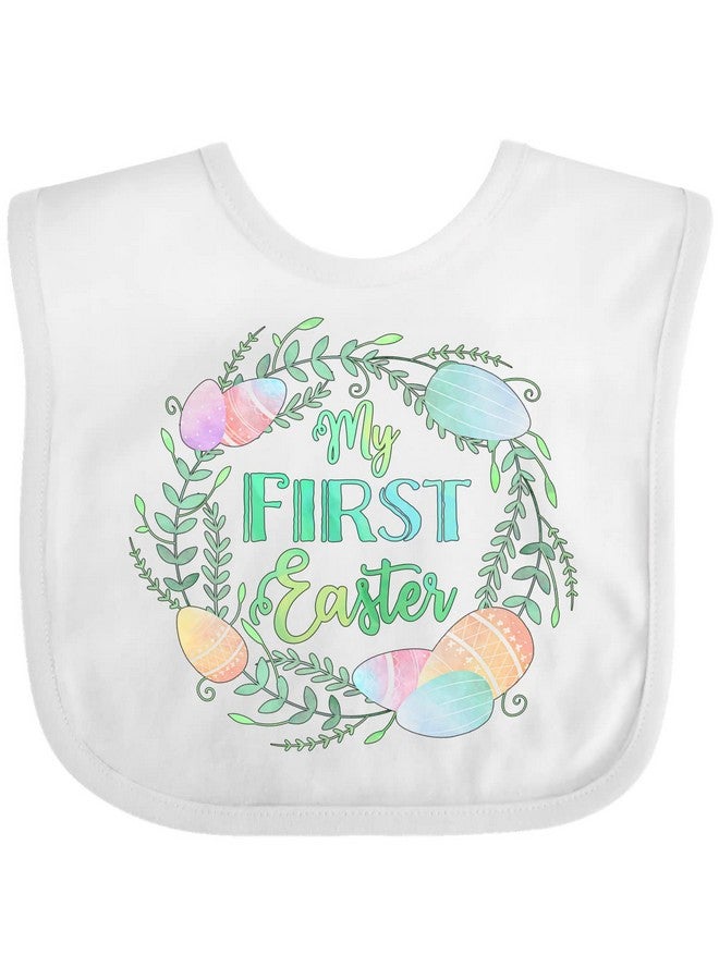inktastic My First Easter Pastel Colored Wreath Baby Bib White 3e859 - Image 1