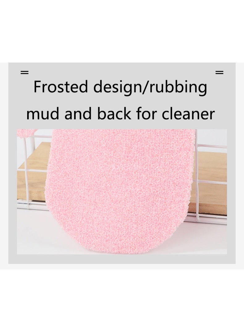 Loquat Exfoliating Dual Texture Bath Mitt for Shower, Spa, Massage and Body Scrub (Pink) - Image 2