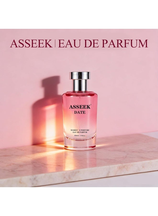 DATE Women's Eau de Parfum 80ml/2.82fl oz, Oriental Floral Scent with Pistachio Almond Jasmine Vanilla Notes, Long-Lasting Fragrance for Date & Gift - Image 2