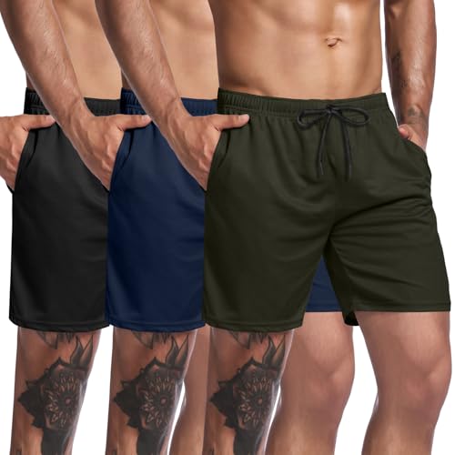 COOFANDY Men's 3 Pack Gym Workout Shorts Mesh Weightlifting Squatting Pants Training Bodybuilding Jogger with Pocket - Image 1