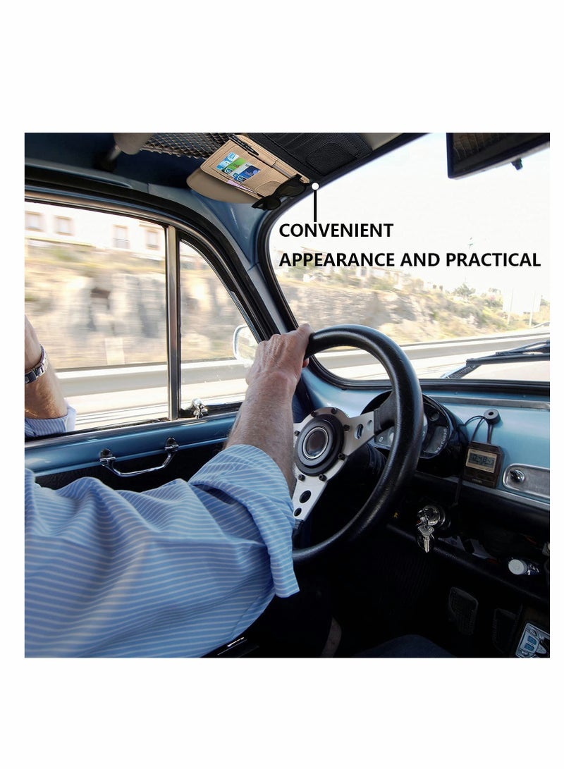 KASTWAVE منظم واقي الشمس للسيارة من ELECDON، حامل حقيبة تخزين للشاحنات والسيارات الرياضية متعددة الاستخدامات، حامل نظارات شمسية، حامل قلم وبطاقة، منظم جيب، حامل مستندات التسجيل، إكسسوارات داخلية للسيارات (أسود) - Image 3