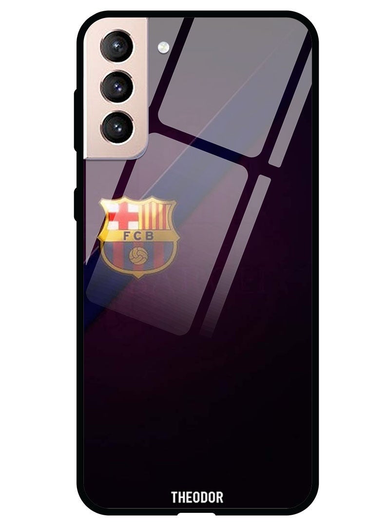 Theodor Protective Tempered Glass Case Cover Samsung Galaxy S21  Minimal Barca Logo - Image 1