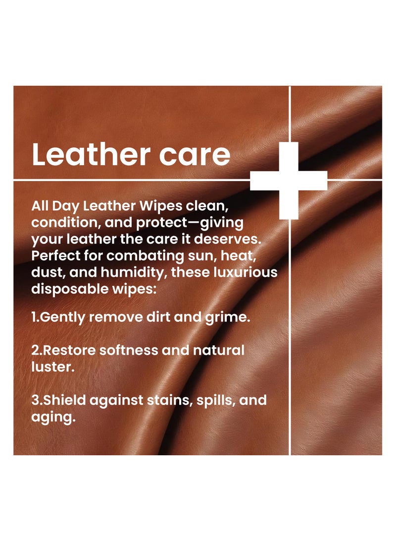 All day wipes All Day Smooth Cleaner Leather Wet Wipes-40 Count: Cleans, Conditions, and Protects Leather from Dust and Stains. Restores Shine and extends the life of leather items. - Image 3
