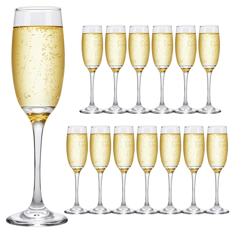 Ufrount 6oz Champagne FluteClear Champagne Glasses Set of 14Elegant Stemmed Champagne Glasses Sparkling Wine Glasses for BirthdayPartiesWedding
