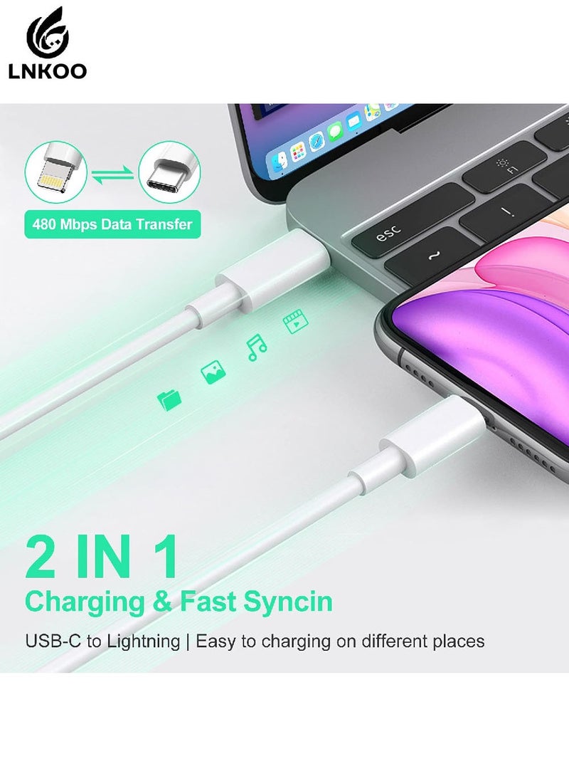 كابل USB-C إلى Lightning بطول 1 متر – أبيض – يدعم شحن سريع حتى 30 واط