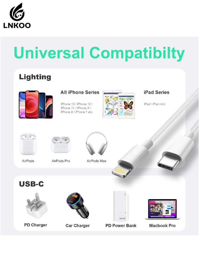 كابل USB-C إلى Lightning بطول 1 متر – أبيض – يدعم شحن سريع حتى 30 واط