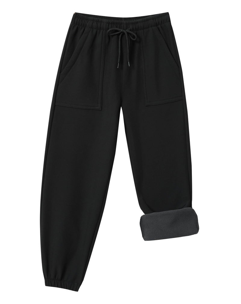 ZooYung Toddler Fleece Lined Warm Snow Hiking Pants Baby Boys Girls Winter Ski Sweatpants Kids Running Joggers(13766Black2T) - Image 1
