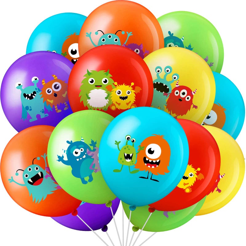 Civaner 60 Pieces Monster Foil Balloons 6 Styles Decorative Birthday Party Balloons Kids Party Supplies for Kids Boys Girls Birthday Party Favors - Image 1