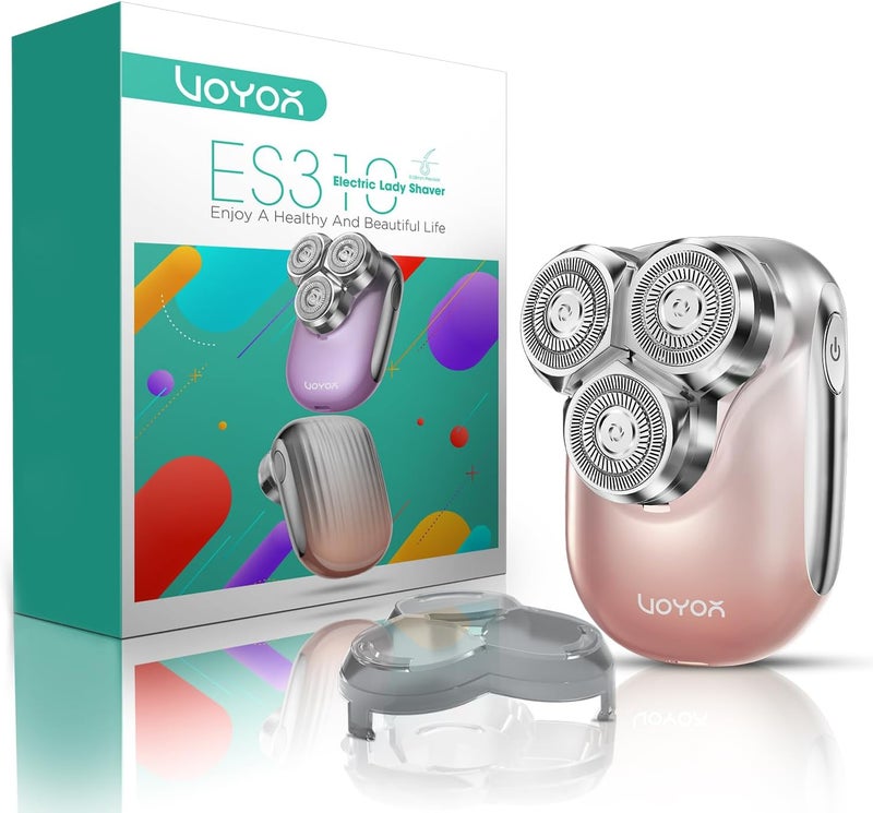 VOYOR Electric Razor for Women - 3D Floating Blade Shaver for Legs, Bikini & Body - Waterproof Women's Grooming ES310 (Gold)