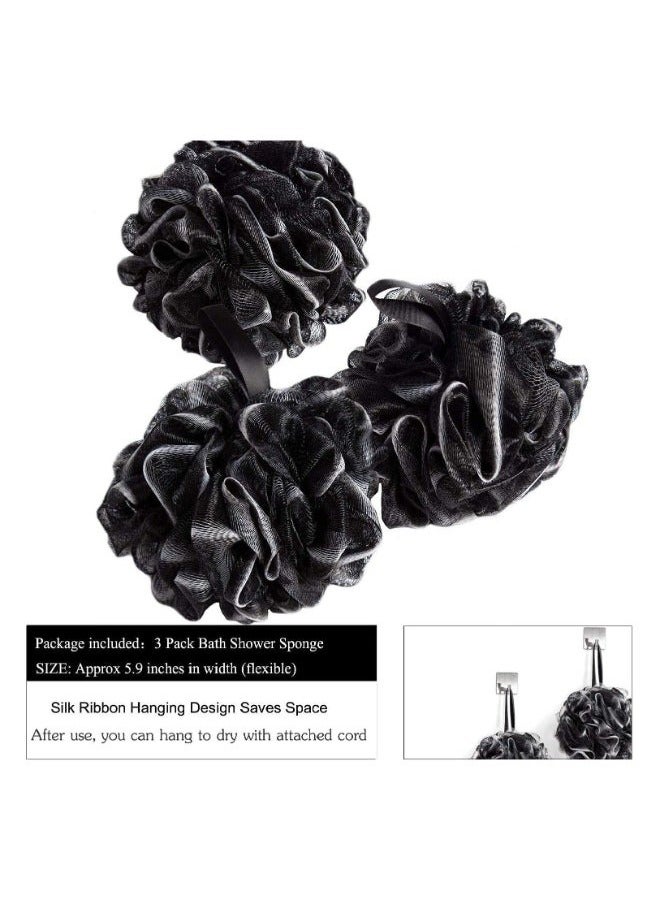 3-Pack Bath Shower Sponge Exfoliating Pouf Loofahs - Image 2