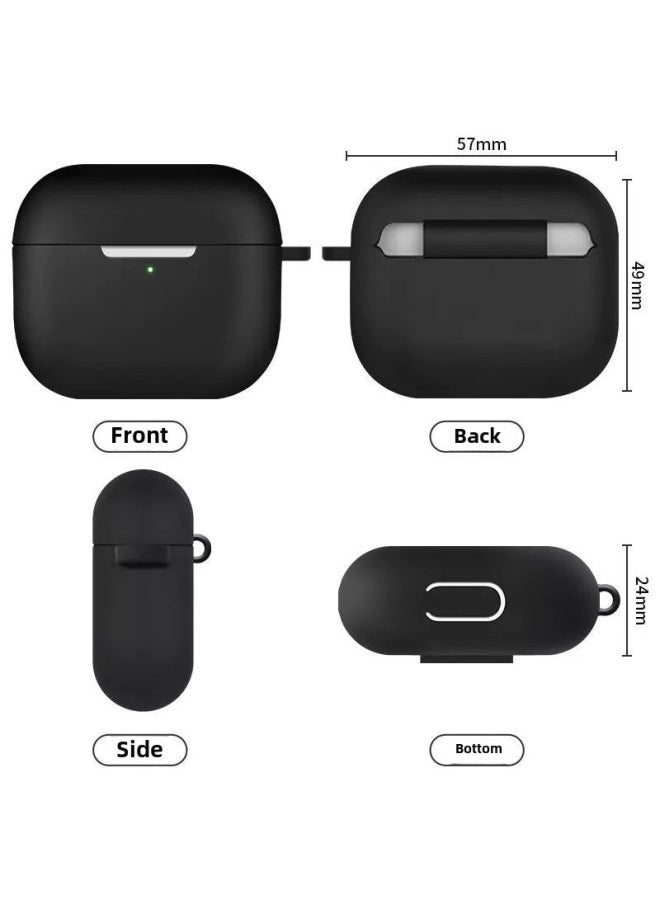 Generic - Suitable For Apple Headphone Protective Case Silicone Solid Color Protective Case Headphone Case Wireless Bluetooth Headphone Case-Color:Black (board Buckle + Pearlescent Bag Packaging)-Model:airpods 3 - Image 1