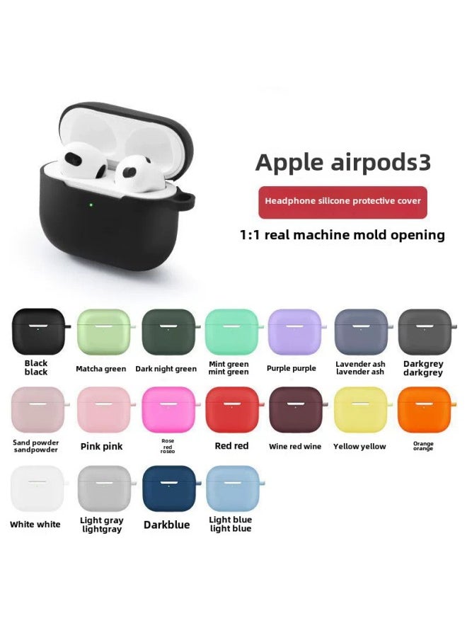Generic - Suitable For Apple Headphone Protective Case Silicone Solid Color Protective Case Headphone Case Wireless Bluetooth Headphone Case-Color:Black (board Buckle + Pearlescent Bag Packaging)-Model:airpods 3 - Image 1