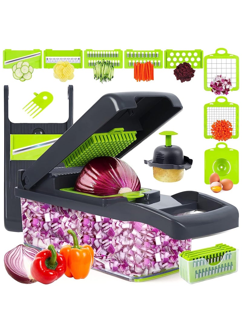 Generic - 10 in 1 Professional Long Slicer, Onion Chopper Vegetable Chopper, Multifunctional Slicer, Thin Slicer, Dicer, Adjustable Vegetable Slicer with Container - Image 1