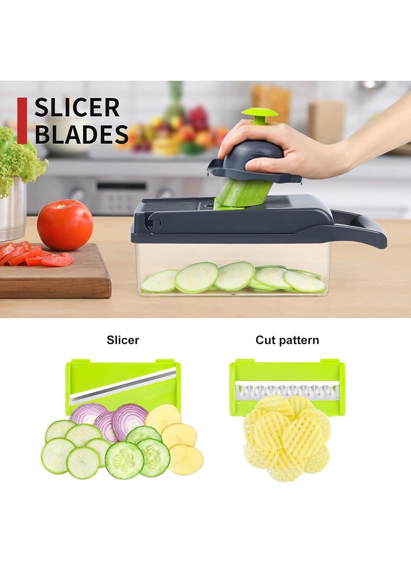 Generic - 10 in 1 Professional Long Slicer, Onion Chopper Vegetable Chopper, Multifunctional Slicer, Thin Slicer, Dicer, Adjustable Vegetable Slicer with Container - Image 1
